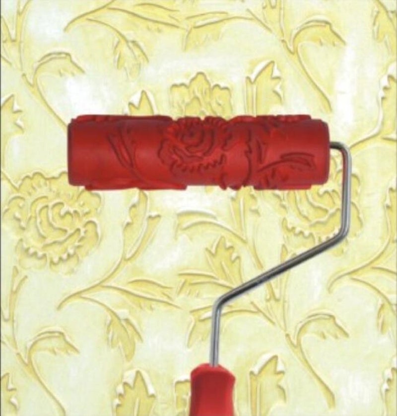 BUUEERR 7" DIY Patterned Paint Roller Decorative Rubber Roller with Plastic Handle (Model EG110) - Image 1